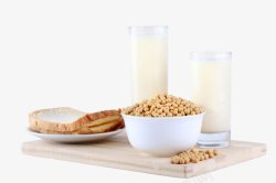大豆蛋白木板上的营养早餐高清图片