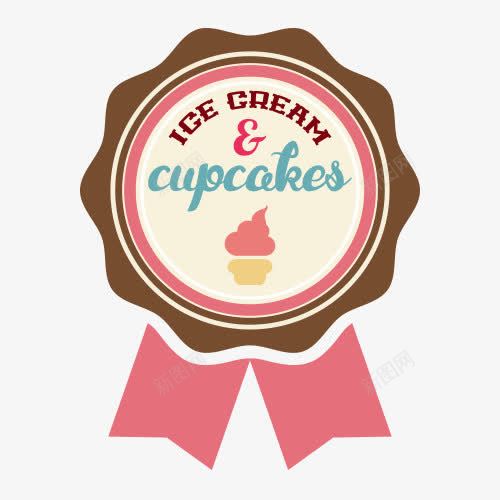 奖牌冰淇淋店标签图标png_新图网 https://ixintu.com 甜心图片 美味食品 蛋糕店图标 面包LOGO 面包店标签
