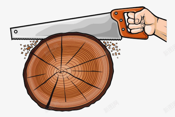 手绘伐木工具锯木头png免抠素材_新图网 https://ixintu.com 伐木 伐木工具 切割工具 工具 手绘 锯木头 锯条 锯齿