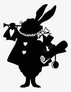 爱丽丝童话卡通兔子剪影高清图片