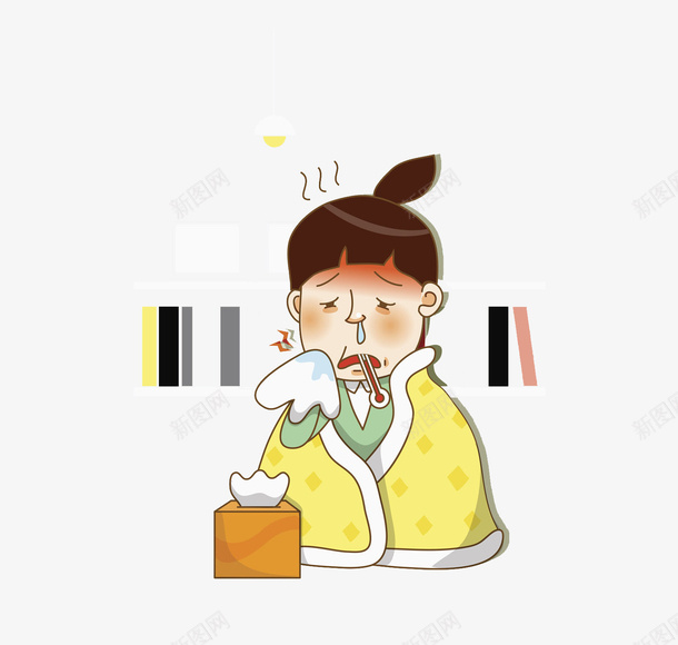 手绘风寒漫画png免抠素材_新图网 https://ixintu.com 创意的 卡通 可爱 彩色的 感冒 感冒鼻塞 手绘 漫画 童趣 简单 风寒
