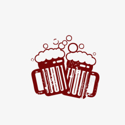 啤酒泡免抠手绘相碰杯的啤酒高清图片