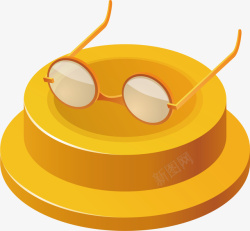 黄色圆台圆台眼镜片矢量图高清图片
