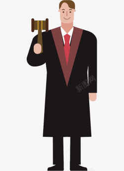 手绘法官拿着法槌的男人高清图片