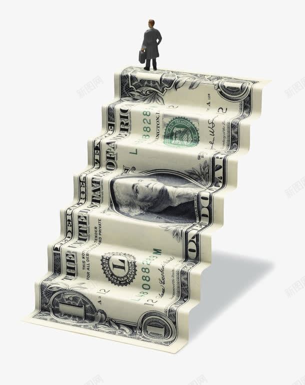 一张美钞折成的楼梯png免抠素材_新图网 https://ixintu.com 楼梯 美钞 金融 金钱