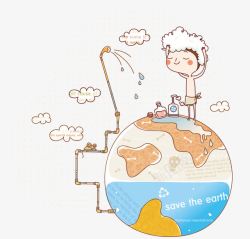 地球洗澡可爱的插画矢量图高清图片