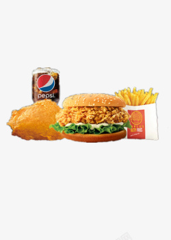 汉堡可乐超值套餐大鸡块乐滋汉堡中薯条中可乐高清图片