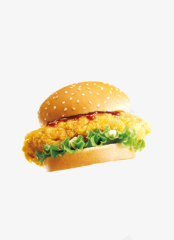 汉堡免抠图素材美味劲辣鸡排汉堡图高清图片