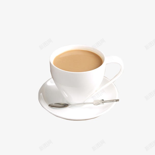 一杯咖啡png免抠素材_新图网 https://ixintu.com 棕色咖啡 汤勺 白色咖啡杯 白色托盘