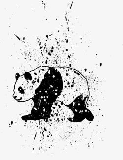 黑白熊动物墨迹剪影高清图片