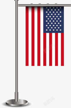 旗杆上挂着的美国国旗素材