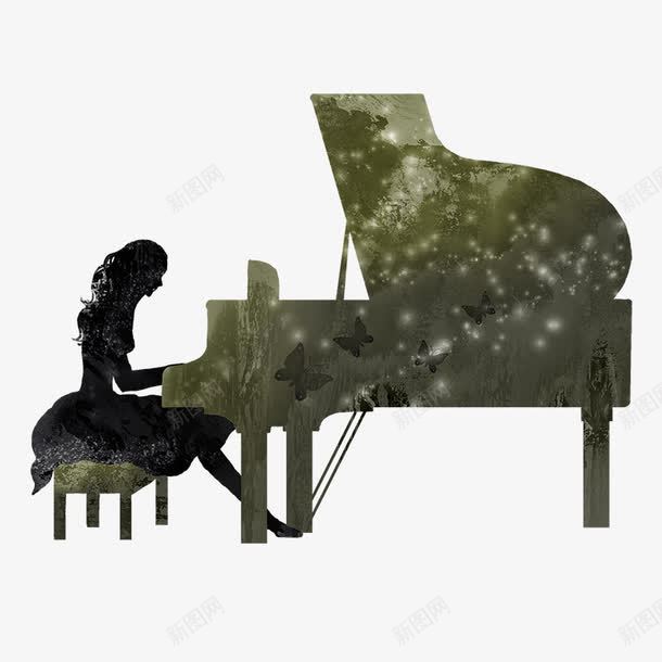 弹钢琴的美女png免抠素材_新图网 https://ixintu.com 卡通 弹钢琴 手绘 美女