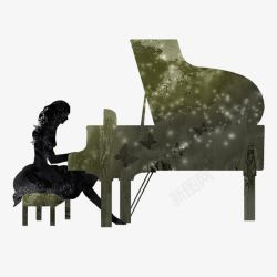 弹钢琴的美女素材
