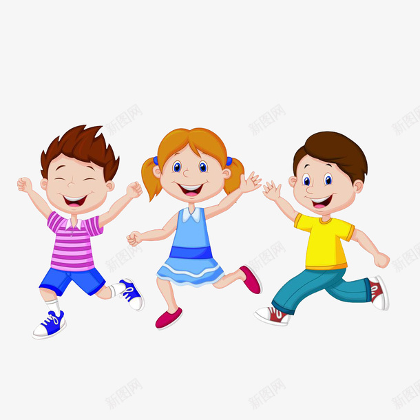 开心跑过的孩子们png免抠素材_新图网 https://ixintu.com 卡通手绘 卡通男孩女孩 开心的小孩 跑着的人