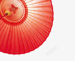 红色透光油纸伞素材