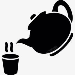 饮料壶茶壶和茶杯图标高清图片