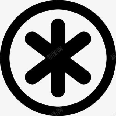 星号星符号的圆形按钮图标图标