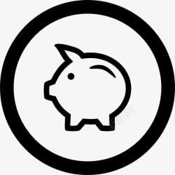 动物圆钱猪概述圆形按钮图标高清图片