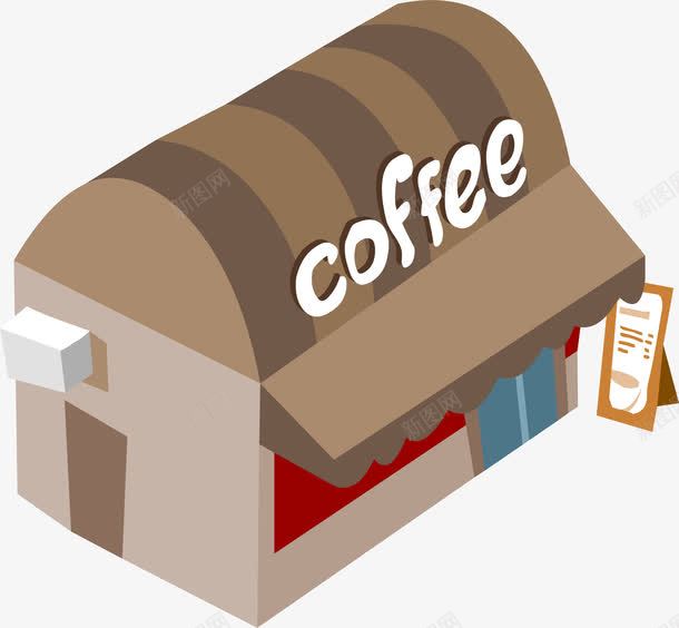 卡通咖啡屋png免抠素材_新图网 https://ixintu.com coffee吧 免抠PNG 咖啡馆 商铺 小屋子 小房子 店铺