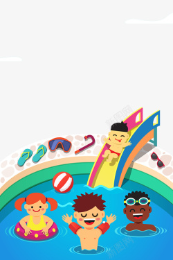 游水六一儿童节卡通游水主题高清图片