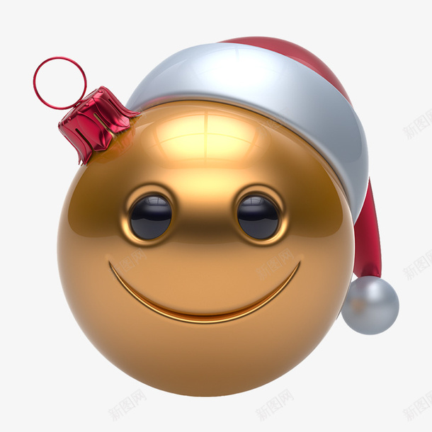 金色光泽微笑圣诞彩球psd免抠素材_新图网 https://ixintu.com 光泽 圣诞 微笑 拉环 红色帽子 节日 金属 金色