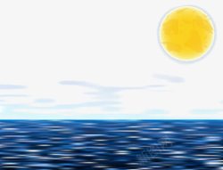 日出海面手绘海面太阳高清图片