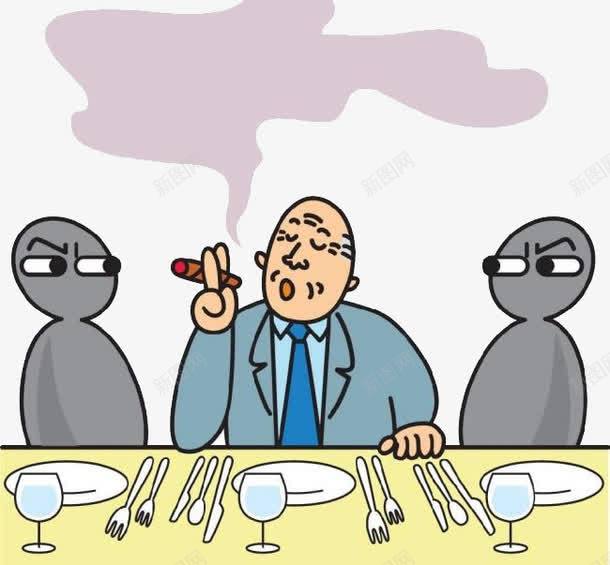 创意禁烟png免抠素材_新图网 https://ixintu.com 不抽烟 在餐桌上抽烟的男人 愤怒的同桌人
