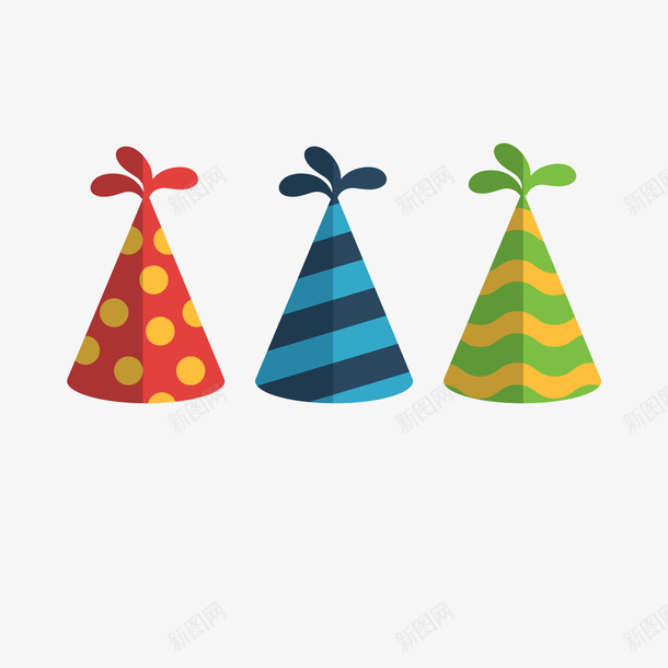 彩色的生日派对帽子矢量图ai免抠素材_新图网 https://ixintu.com 图案设计 帽子 扁平化 生日快乐 生日派对 花纹设计 矢量图