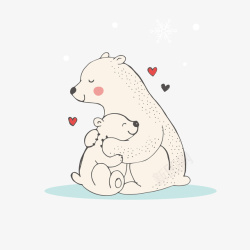 卡通北极熊可爱爱心北极熊手绘高清图片