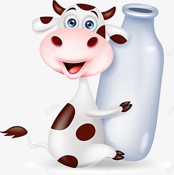 喝奶的奶牛png免抠素材_新图网 https://ixintu.com 喝奶 奶牛 奶瓶 抱着