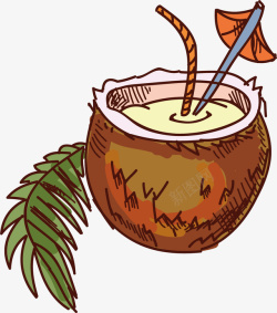 热带椰子汁矢量图素材