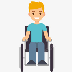假肢轮椅男孩矢量图高清图片