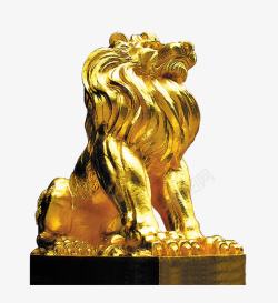 金属色狮子png雕塑金狮子高清图片