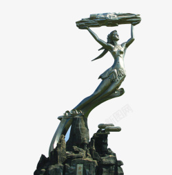 女雕塑女娲补天铜像高清图片