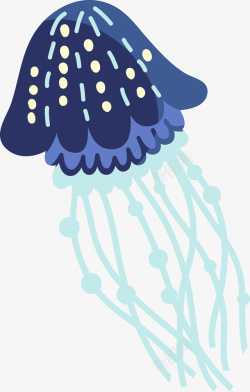 水母贴纸卡通可爱蓝色水母动物贴纸矢量图高清图片