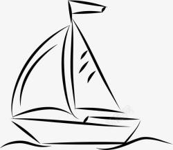 卡通海生物剪影手绘帆船高清图片