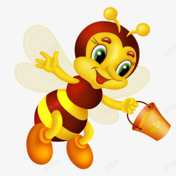 卡通小蜜蜂png免抠素材_新图网 https://ixintu.com 可爱 昆虫 桶 翅膀 蜂类 蜜蜂 黄色