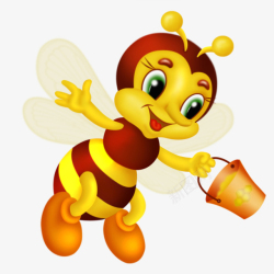 黄色颜料桶卡通小蜜蜂高清图片