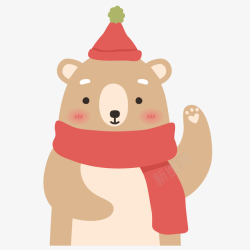 围巾小熊红色围巾可爱小熊矢量图高清图片
