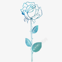 手绘蓝色玫瑰花装饰矢量图素材