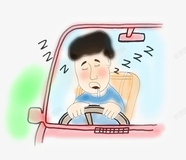疲劳驾驶危险png免抠素材_新图网 https://ixintu.com 卡通人 危险驾驶 汽车 疲劳驾驶