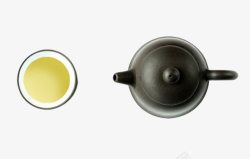 黄色茶汤茶壶与茶杯素材