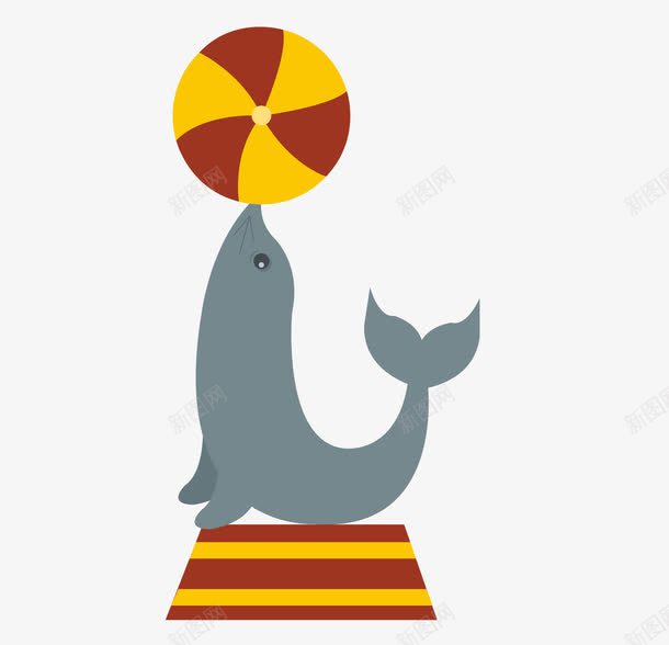 马戏团海豚表演png免抠素材_新图网 https://ixintu.com 免费素材 海豚 表演 顶球 马戏团