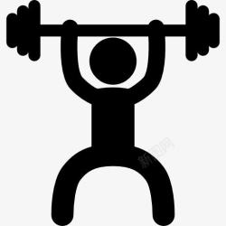 举重的男人举重运动员的正面轮廓图标高清图片