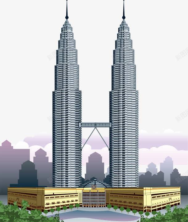 新加坡双子星大厦png免抠素材_新图网 https://ixintu.com 双子星 新加坡 现代建筑 矢量png