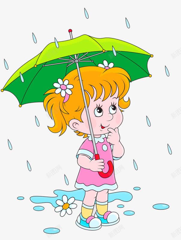 雨中打伞的女孩png免抠素材_新图网 https://ixintu.com 下雨 卡通 小雨 雨伞 雨滴