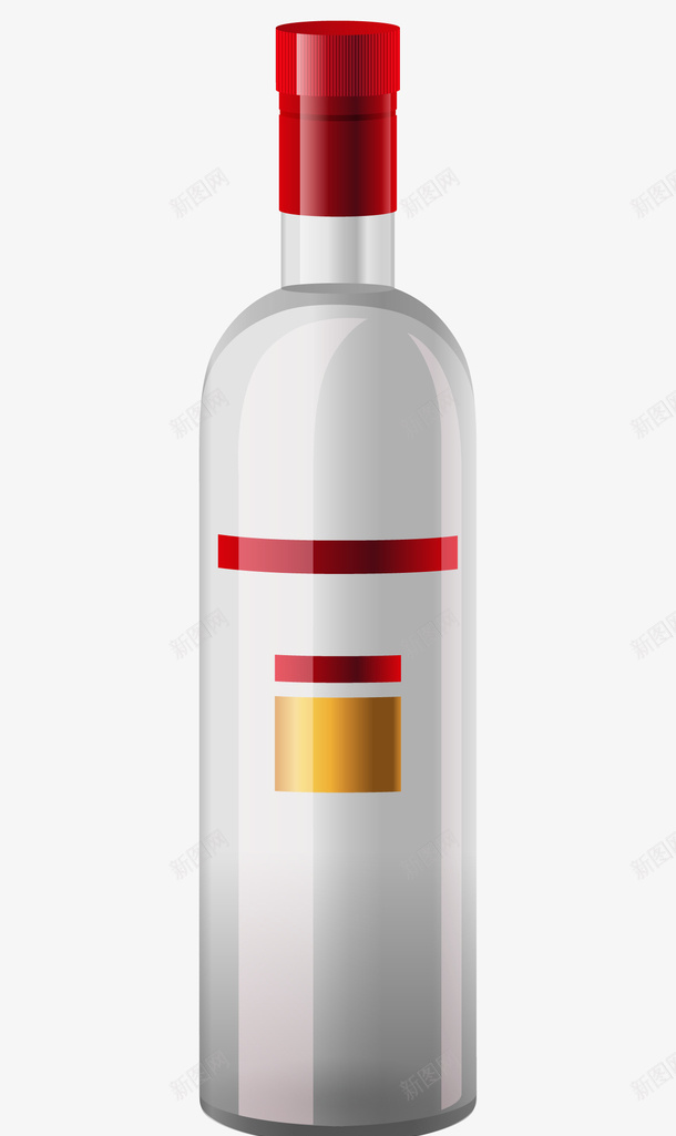 红色瓶盖白色瓶身白酒png免抠素材_新图网 https://ixintu.com 创意 卡通 商务 国产 手绘 白色 白酒 简约 红色