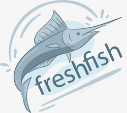 鱼类市场卡通新鲜金枪鱼标签矢量图高清图片