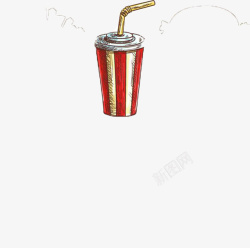 饮料饮品吸管橙汁手绘可乐图案高清图片