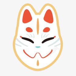 日式面具简易手绘风格日式狐狸面具图形高清图片